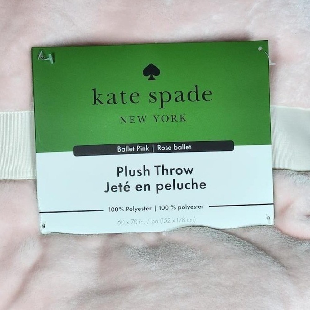 Kate Spade New York Plush Throw Blanket Ballet Pink 60x70 Soft Fleece New